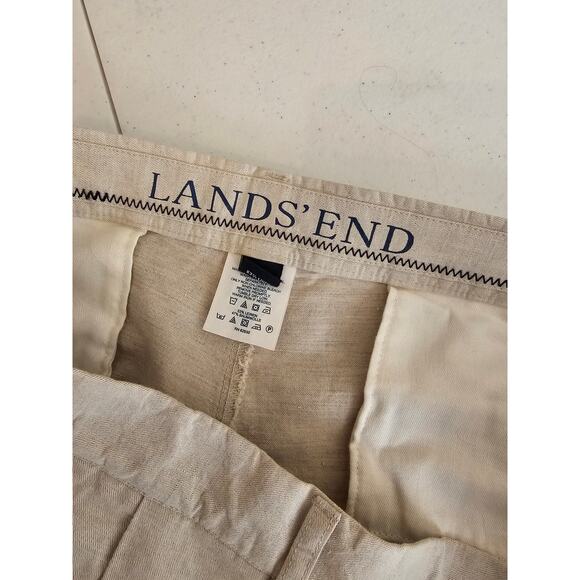 Lands' End Men's Beige Comfort Waist Pleated No Iron Chino Pants Size 38 - Picture 4 of 7